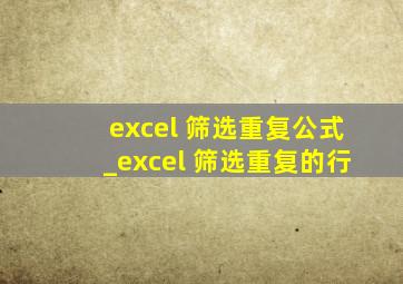 excel 筛选重复公式_excel 筛选重复的行